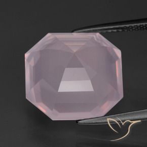 Quartz rose Rose moyen naturelle Octogone / coupe Émeraude, 13.14 ct, Transparent