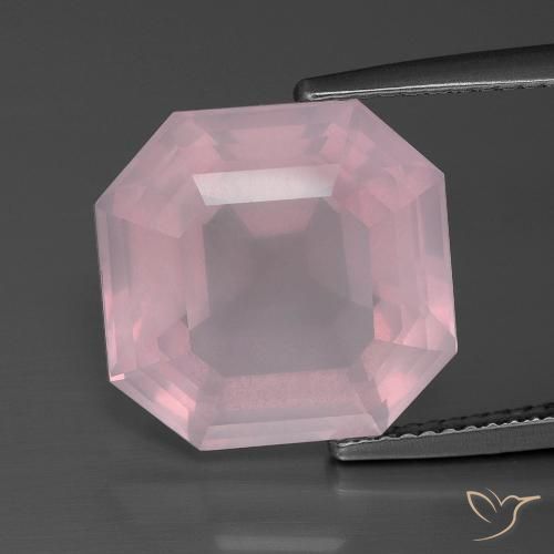 10.29ct Naturel Rose bubblegum Quartz Rose, Taille émeraude, Transparent