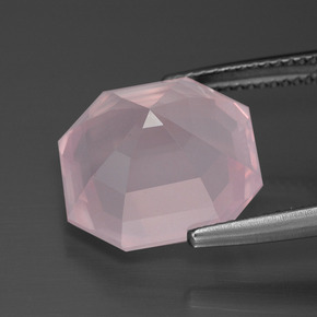 Quartz Rose Rose clair naturelle Taille émeraude, 10.75 ct, Transparent