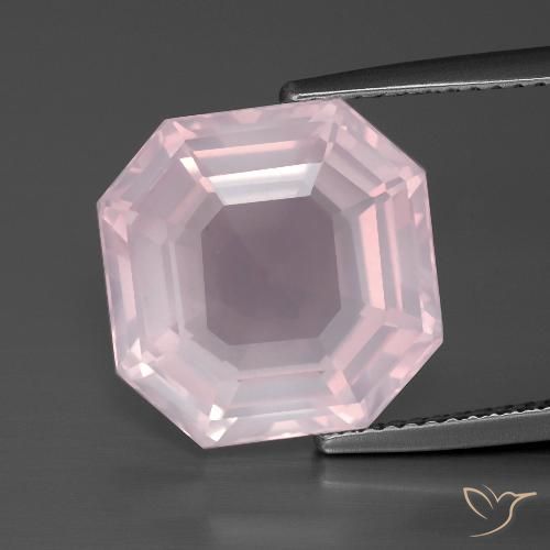10.23ct Naturel Rose clair Quartz Rose, Taille émeraude, Transparent
