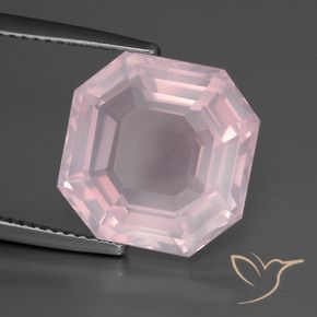 Quartz rose Rose clair naturelle Octogone / coupe Émeraude, 10.23 ct, Transparent