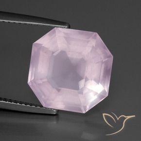 Quartz rose Rose bubblegum naturelle Octogone / coupe Émeraude, 9.30 ct, Transparent