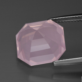Quartz rose rose naturelle taille émeraude, 10,62 ct, transparent
