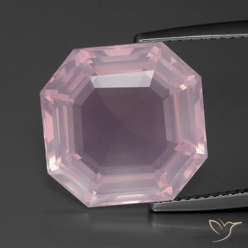 11.52ct Naturel Rose bubblegum Quartz Rose, Taille émeraude, Transparent