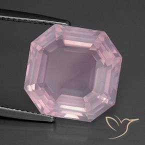 Quartz rose Rose bubblegum naturelle Octogone / coupe Émeraude, 11.52 ct, Transparent