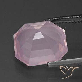 Quartz rose Rose bubblegum naturelle Octogone / coupe Émeraude, 11.52 ct, Transparent