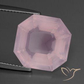 Quartz rose Rose bubblegum naturelle Octogone / coupe Émeraude, 11.56 ct, Transparent