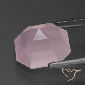 Quartz rose Rose bubblegum naturelle Octogone / coupe Émeraude, 11.56 ct, Transparent