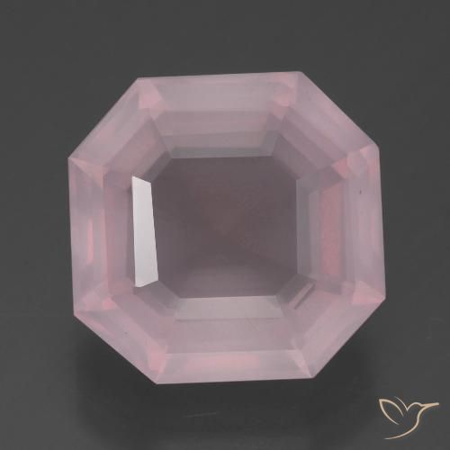 7.43ct Naturel Rose rosé moyen Quartz Rose, Taille émeraude, Transparent
