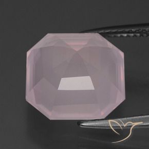 Quartz rose Rose clair naturelle Octogone / coupe Émeraude, 7.79 ct, Transparent