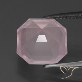 Quartz rose Rose bubblegum naturelle Octogone / coupe Émeraude, 6.46 ct, Transparent