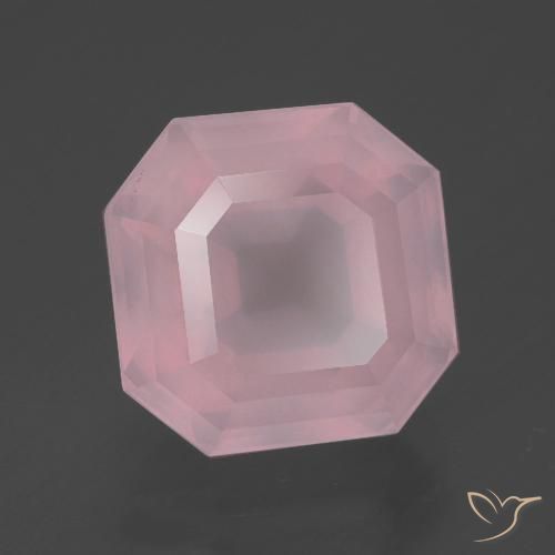Quartz Rose Rose rosé moyen naturelle Taille émeraude, 7.24 ct, Transparent