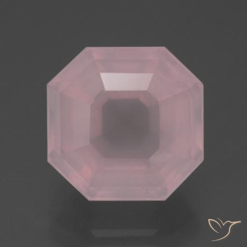6.76ct Naturel Rose rosé moyen Quartz Rose, Taille émeraude, Transparent