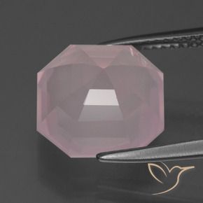 Quartz rose Rose rosé moyen naturelle Octogone / coupe Émeraude, 6.76 ct, Transparent
