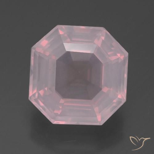 6.10ct Naturel Rose léger Quartz Rose, Taille émeraude, Transparent