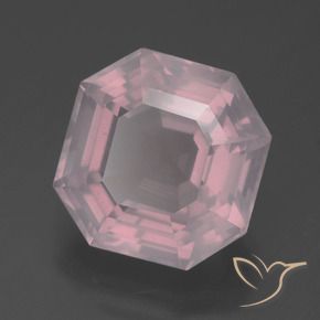 Quartz rose Rose léger naturelle Octogone / coupe Émeraude, 6.10 ct, Transparent