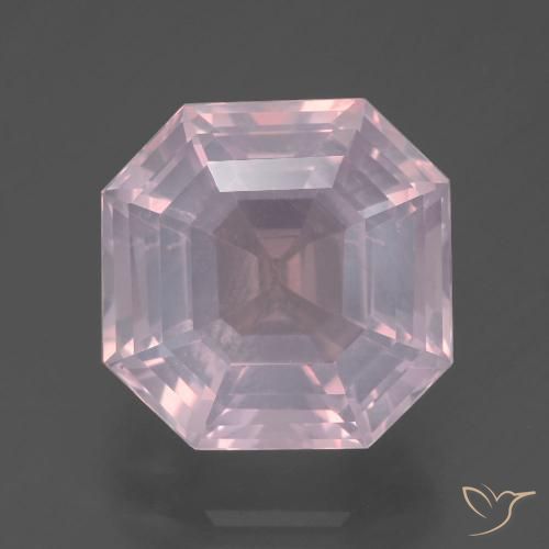 6.74ct Naturel Rose clair Quartz Rose, Taille émeraude, Transparent