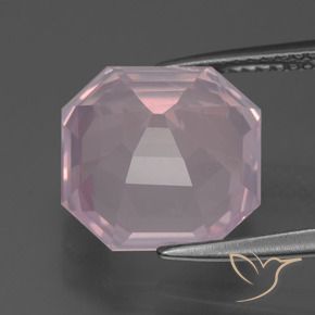 Quartz rose Rose clair naturelle Octogone / coupe Émeraude, 6.74 ct, Transparent