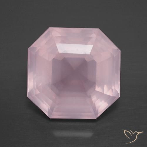 8.75ct Naturel Rose clair Quartz Rose, Taille émeraude, Transparent