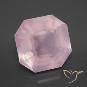 Quartz rose Rose clair naturelle Octogone / coupe Émeraude, 8.75 ct, Transparent