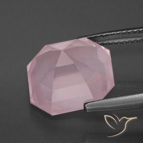 Quartz rose Rose clair naturelle Octogone / coupe Émeraude, 8.75 ct, Transparent