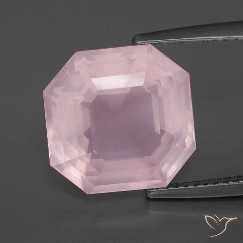 8.20ct Naturel Rose léger Quartz Rose, Taille émeraude, Transparent