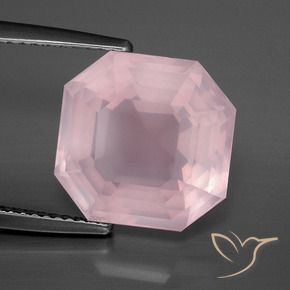 Quartz rose Rose léger naturelle Octogone / coupe Émeraude, 8.20 ct, Transparent