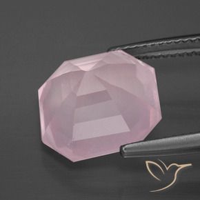 Quartz rose Rose léger naturelle Octogone / coupe Émeraude, 8.20 ct, Transparent