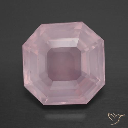 8.97ct Naturel Rose rosé moyen Quartz Rose, Taille émeraude, Transparent