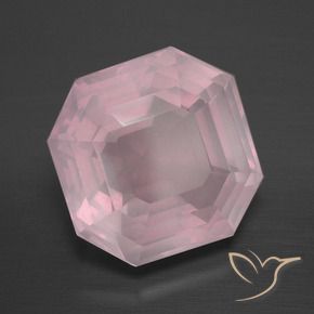 Quartz rose Rose rosé moyen naturelle Octogone / coupe Émeraude, 8.97 ct, Transparent