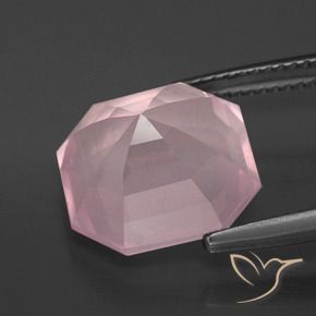 Quartz rose Rose rosé moyen naturelle Octogone / coupe Émeraude, 8.97 ct, Transparent
