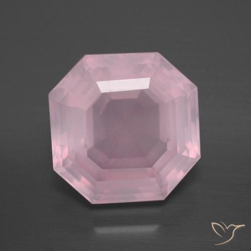 8.87ct Naturel Rose rosé moyen Quartz Rose, Taille émeraude, Transparent