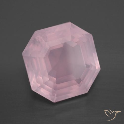 Quartz rose Rose rosé moyen naturelle Octogone / coupe Émeraude, 8.87 ct, Transparent