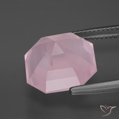 Quartz rose Rose rosé moyen naturelle Octogone / coupe Émeraude, 8.87 ct, Transparent