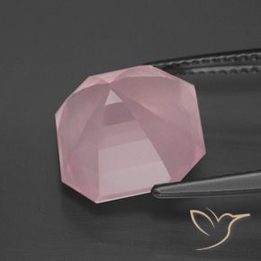 Quartz rose Rose rosé moyen naturelle Octogone / coupe Émeraude, 7.36 ct, Transparent