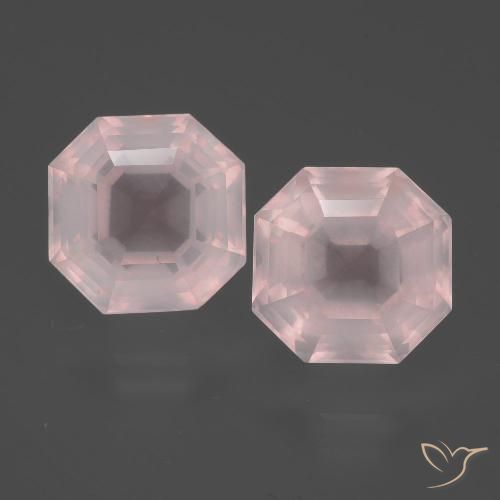 9.36ctw Naturel Rose léger Quartz Rose, Taille émeraude, Transparent