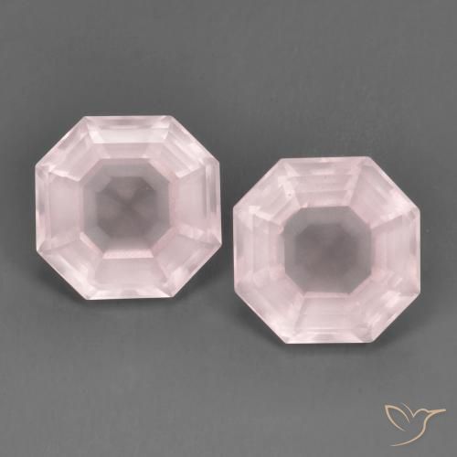 13.64ctw Naturel Rose léger Quartz Rose, Taille émeraude, Transparent