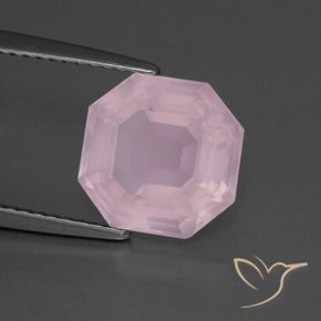 Quartz rose Rose bubblegum naturelle Octogone / coupe Émeraude, 4.03 ct, Transparent