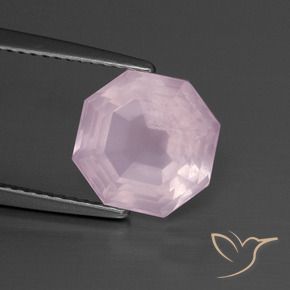 Quartz rose Rose clair naturelle Octogone / coupe Émeraude, 3.71 ct, Transparent