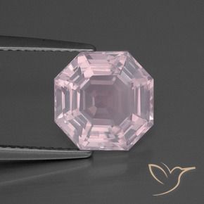 Quartz rose Rose clair naturelle Octogone / coupe Émeraude, 3.76 ct, Transparent