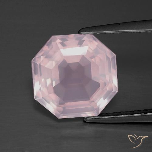 4.84ct Naturel Rose clair Quartz Rose, Taille émeraude, Transparent