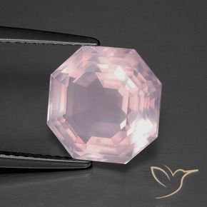 Quartz rose Rose clair naturelle Octogone / coupe Émeraude, 4.84 ct, Transparent