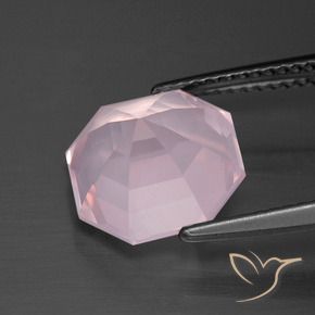 Quartz rose Rose clair naturelle Octogone / coupe Émeraude, 4.84 ct, Transparent