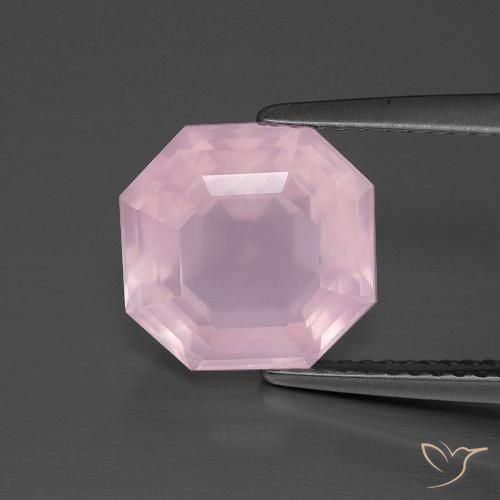 3.89ct Naturel Rose clair Quartz Rose, Taille émeraude, Transparent