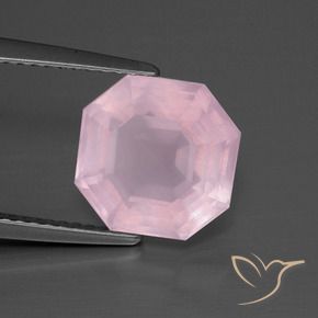 Quartz rose Rose clair naturelle Octogone / coupe Émeraude, 3.89 ct, Transparent