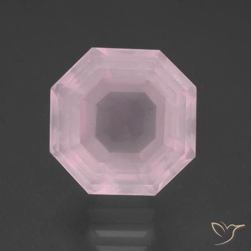 Quartz Rose Rose clair naturelle Taille émeraude, 9.72 ct, Transparent