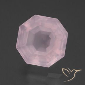 Quartz Rose Rose clair naturelle Taille émeraude, 9.72 ct, Transparent