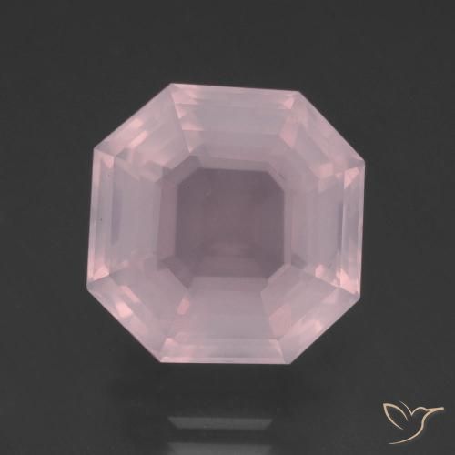 10.27ct Naturel Rose clair Quartz Rose, Taille émeraude, Transparent