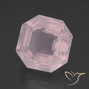 Quartz rose Rose clair naturelle Octogone / coupe Émeraude, 10.27 ct, Transparent