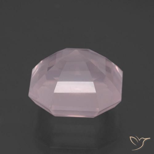 Quartz rose Rose clair naturelle Octogone / coupe Émeraude, 11.75 ct, Transparent